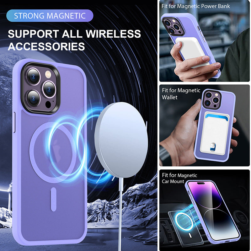 Matte Translucent Frosted Phone Case For IPhone 15 14 13 12 Pro Max Magnetic Case For Magsafe Wireless Charging Cover