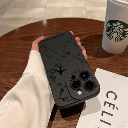 Travel- inspired Airplane Route Design Phone Case For iPhone 15 14 13 12 11 Pro Max  Soft Silicone Cover