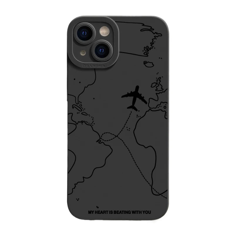 Travel- inspired Airplane Route Design Phone Case For iPhone 15 14 13 12 11 Pro Max  Soft Silicone Cover