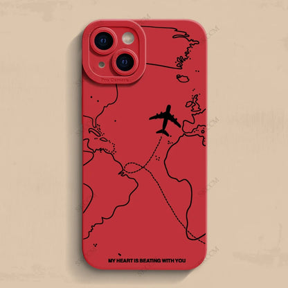 Travel- inspired Airplane Route Design Phone Case For iPhone 15 14 13 12 11 Pro Max  Soft Silicone Cover